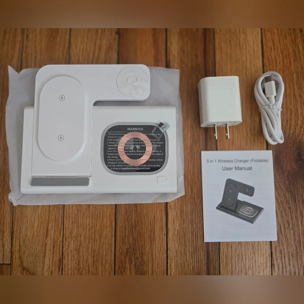 WIRELESS CHARGING STATION 3 IN 1 MAGNETIC/ NIGHT LIGHT FOLDABLE BLACK
